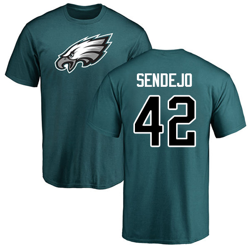 Men Philadelphia Eagles #42 Andrew Sendejo Green Name and Number Logo NFL T Shirt